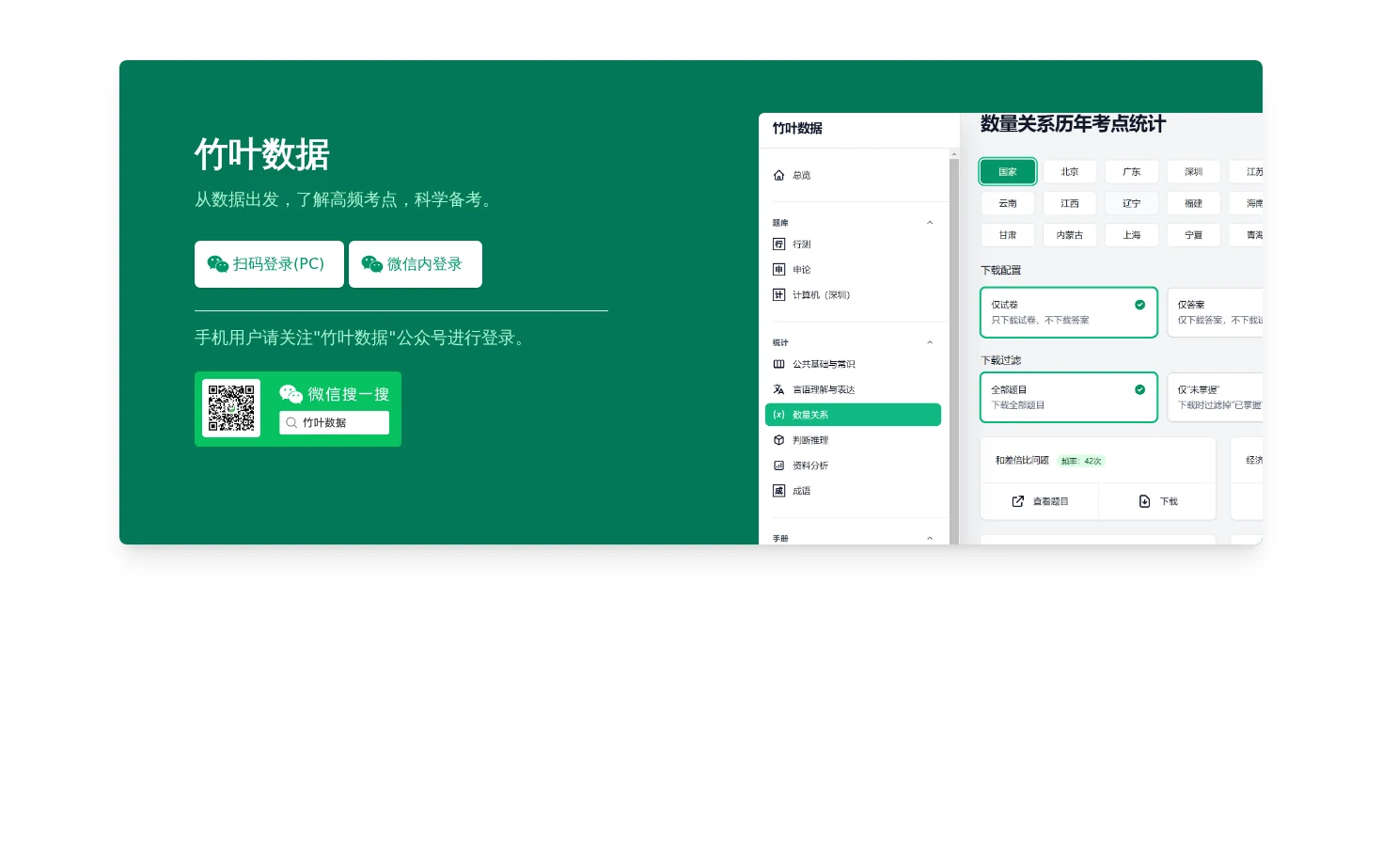 竹叶数据 页面快照